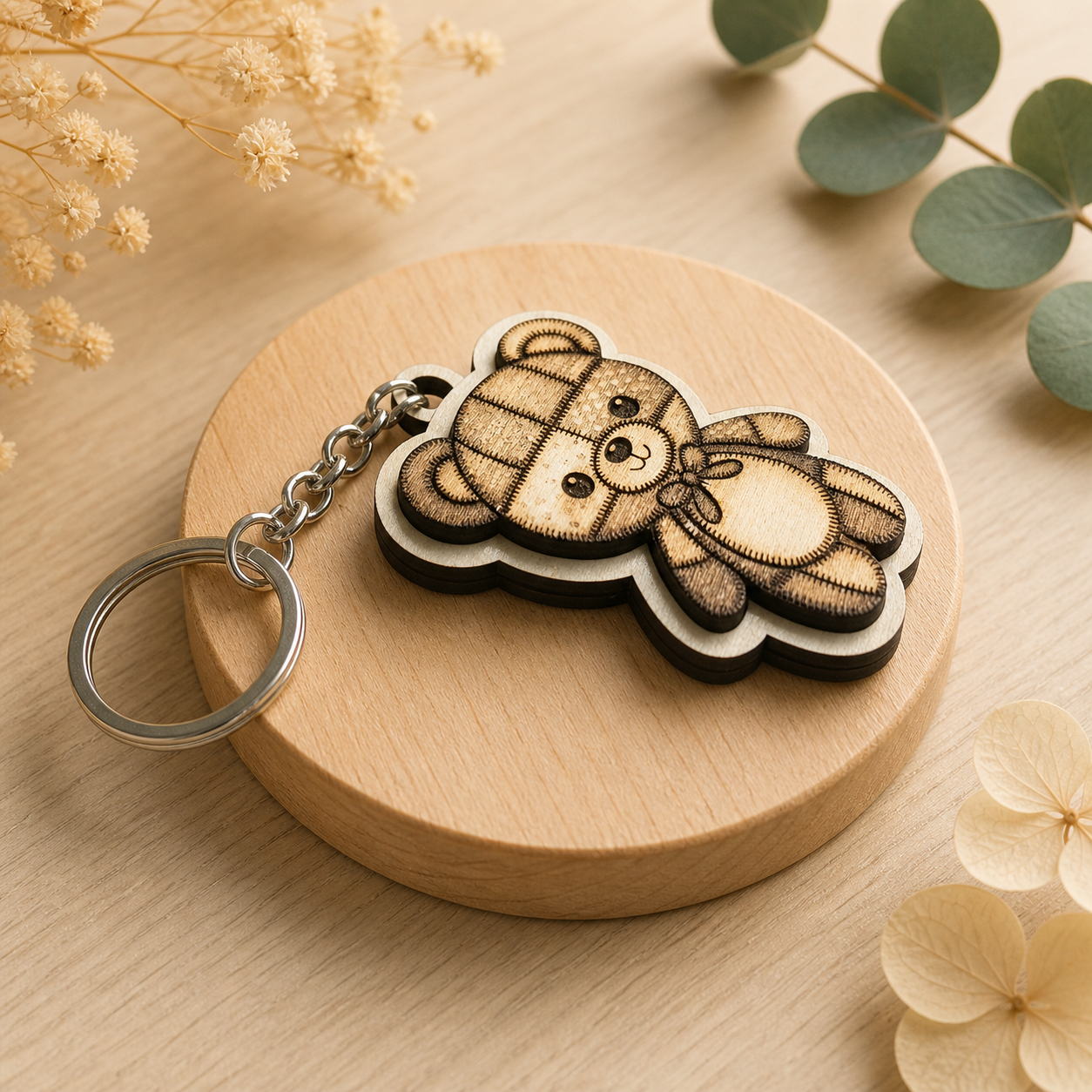 murmure ourson bois porte clef video